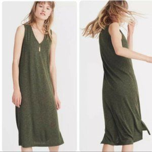 Madewell V Neck Jersey Tank Midi Dress Army Green